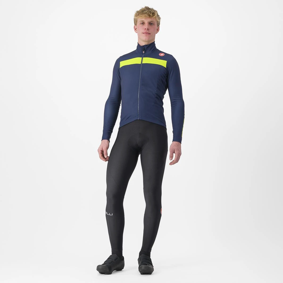 5. Tricou cu maneca lunga Castelli Puro 3 FZ, BelgianBlue/YellowFluoReflex, XXL