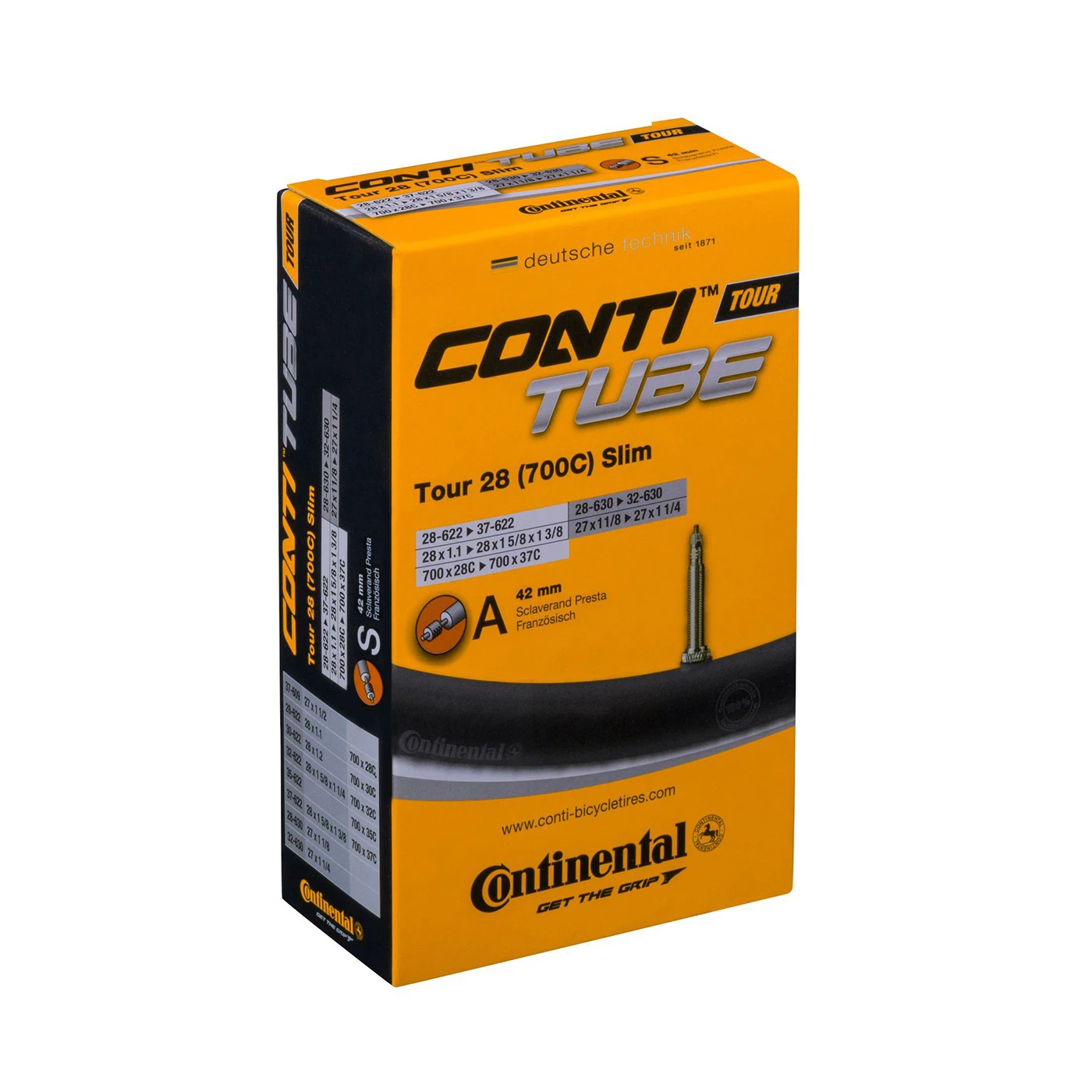 1. Camera Continental Tour 28 Slim, 28/37-622/630, 28x1.1-1 5/8x1 3/8, S42