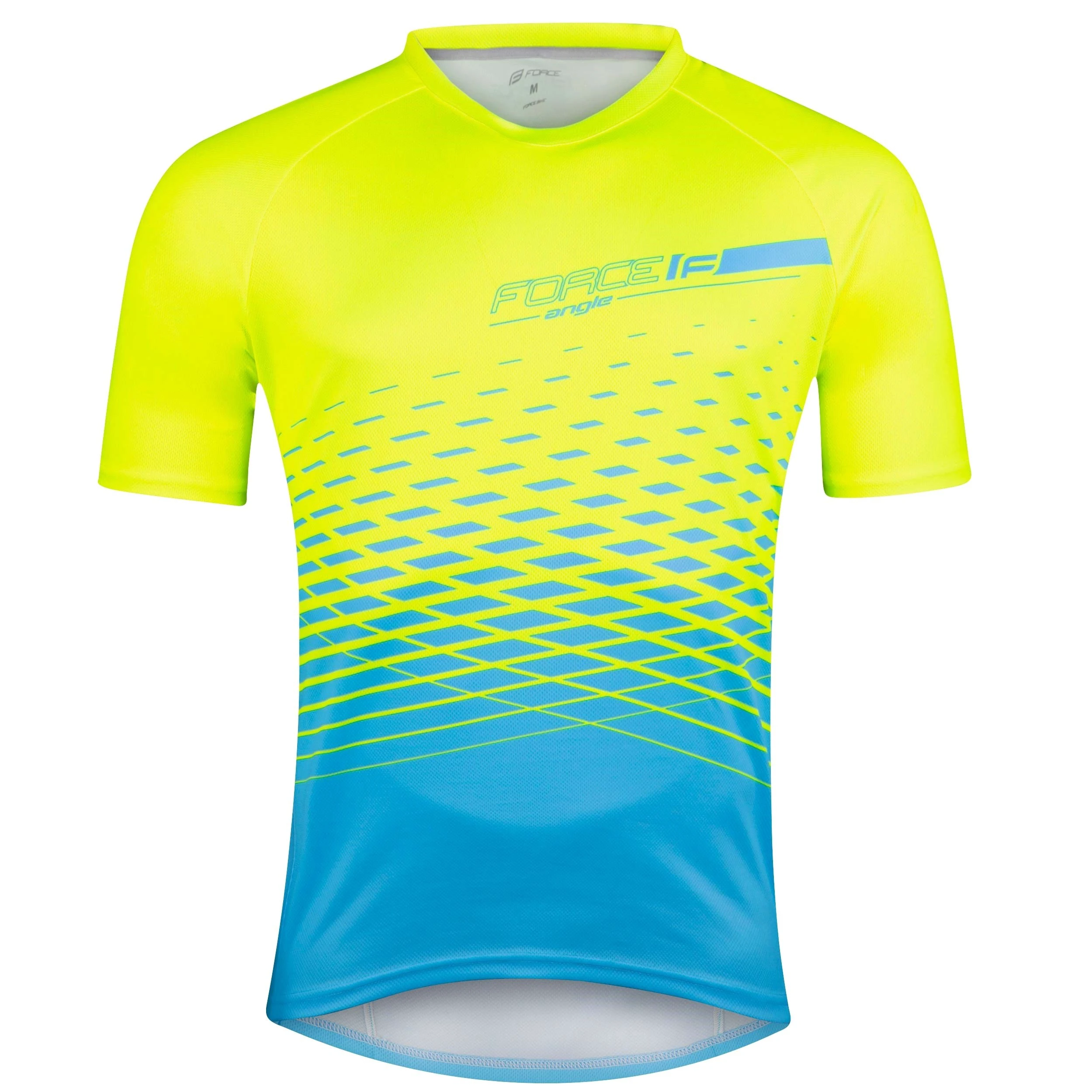 1. Tricou maneca scurta Force MTB Angle, albastru/fluo, XL