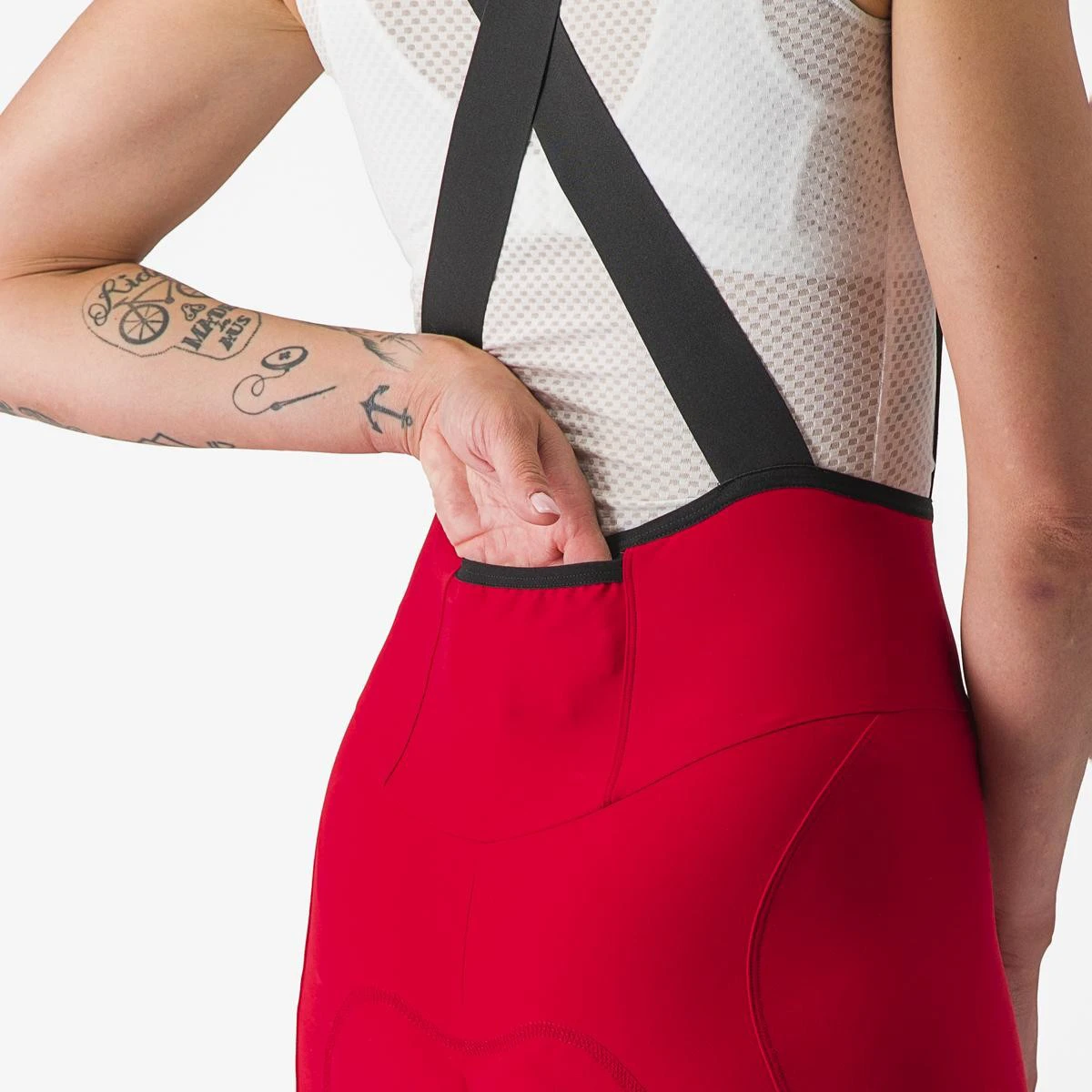 6. Pantaloni scurti cu bretele Castelli Espresso W DT, de dama, Rosu, M
