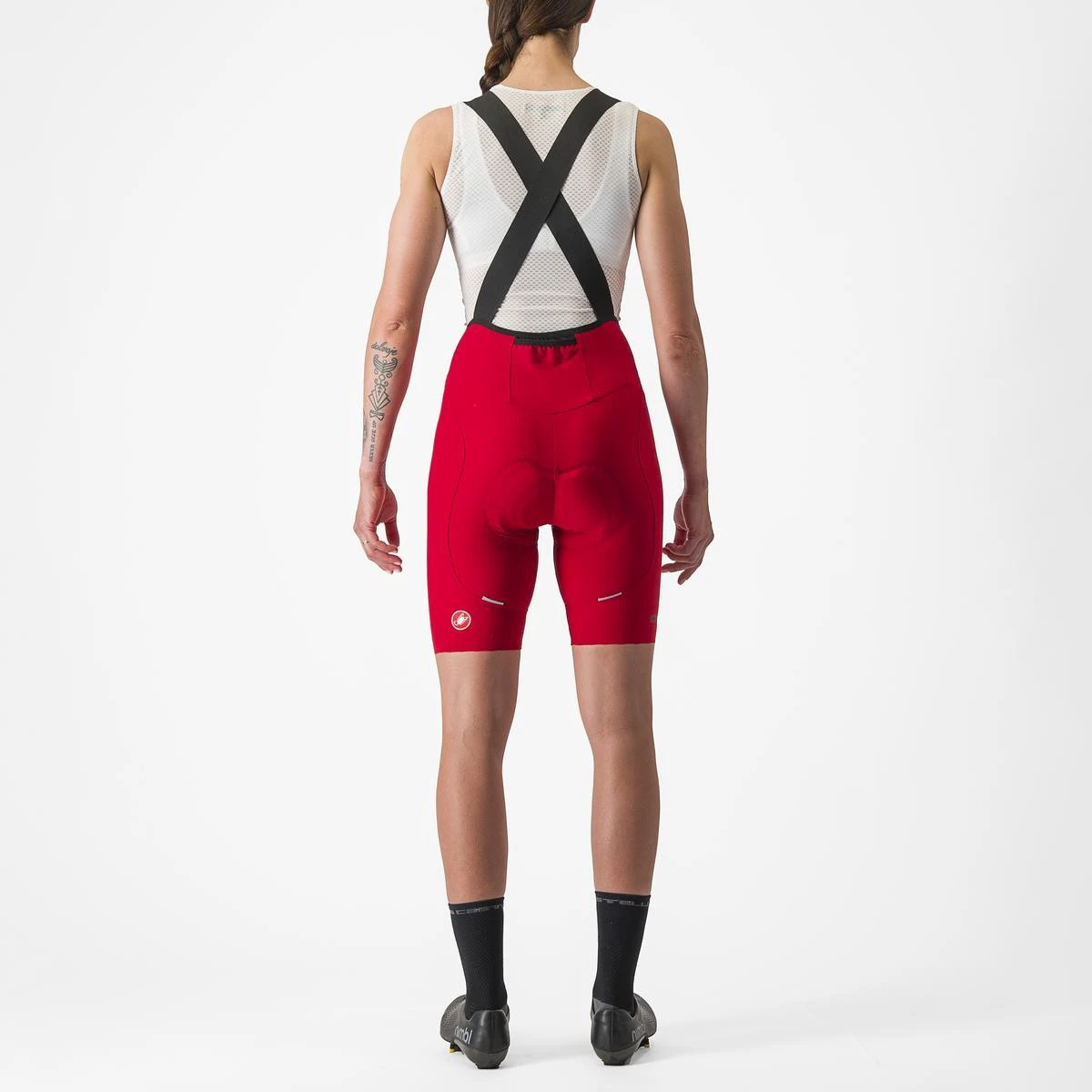 2. Pantaloni scurti cu bretele Castelli Espresso W DT, de dama, Rosu, XS