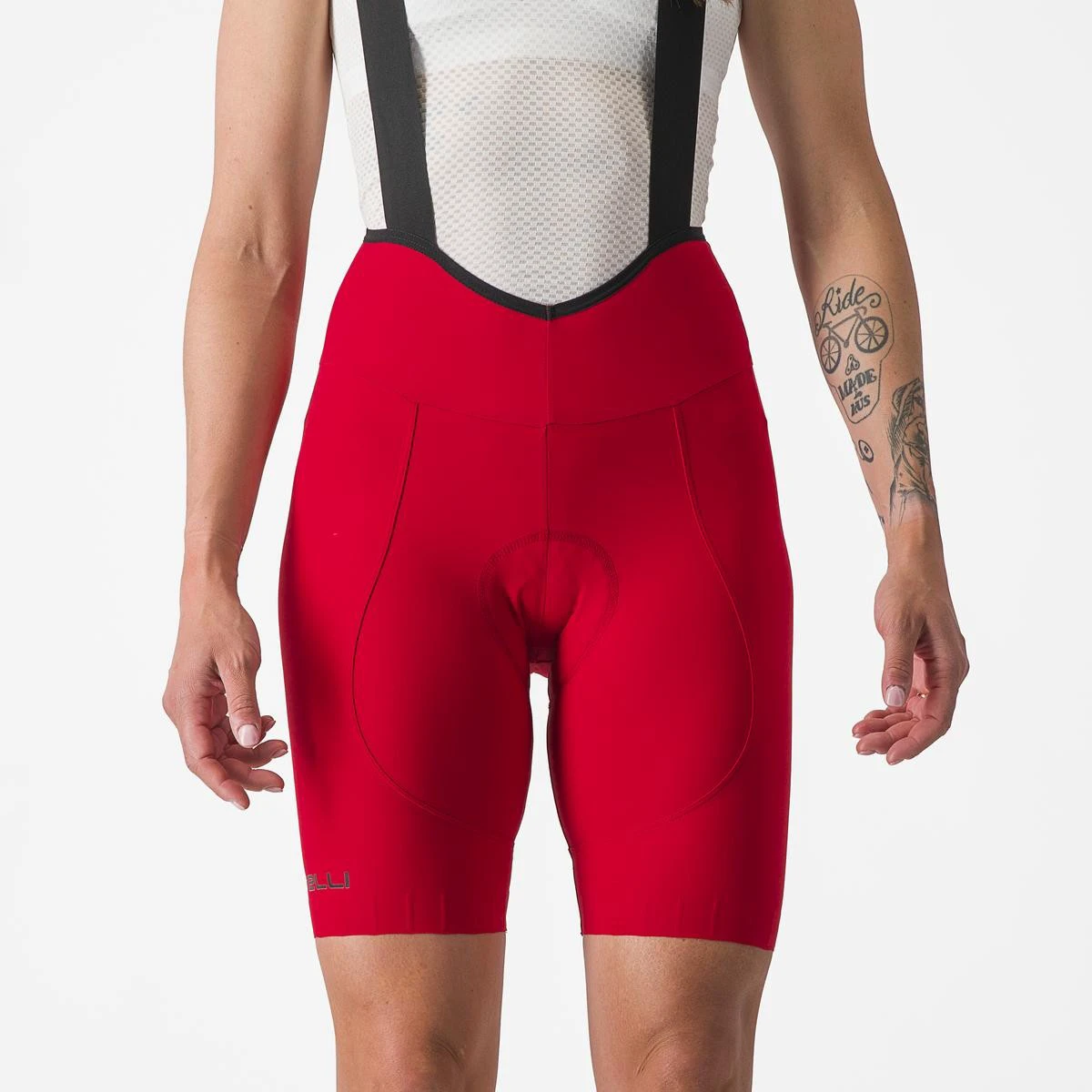 8. Pantaloni scurti cu bretele Castelli Espresso W DT, de dama, Rosu, XS