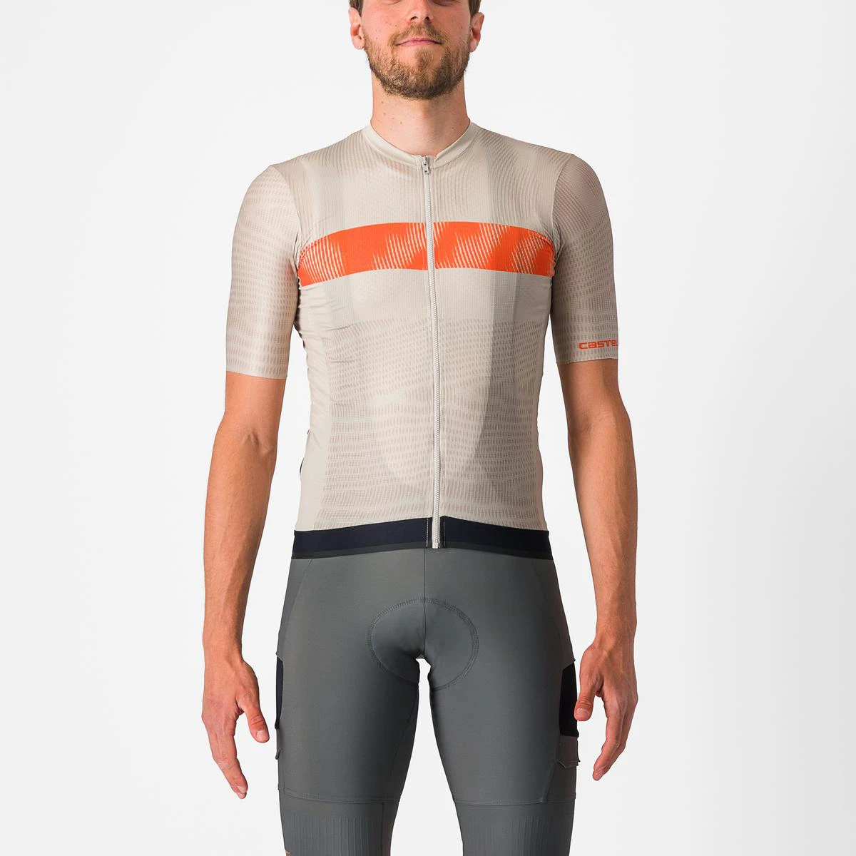 1. Tricou cu maneca scurta Castelli Unlimited Endurance, Gri/Portocaliu, M