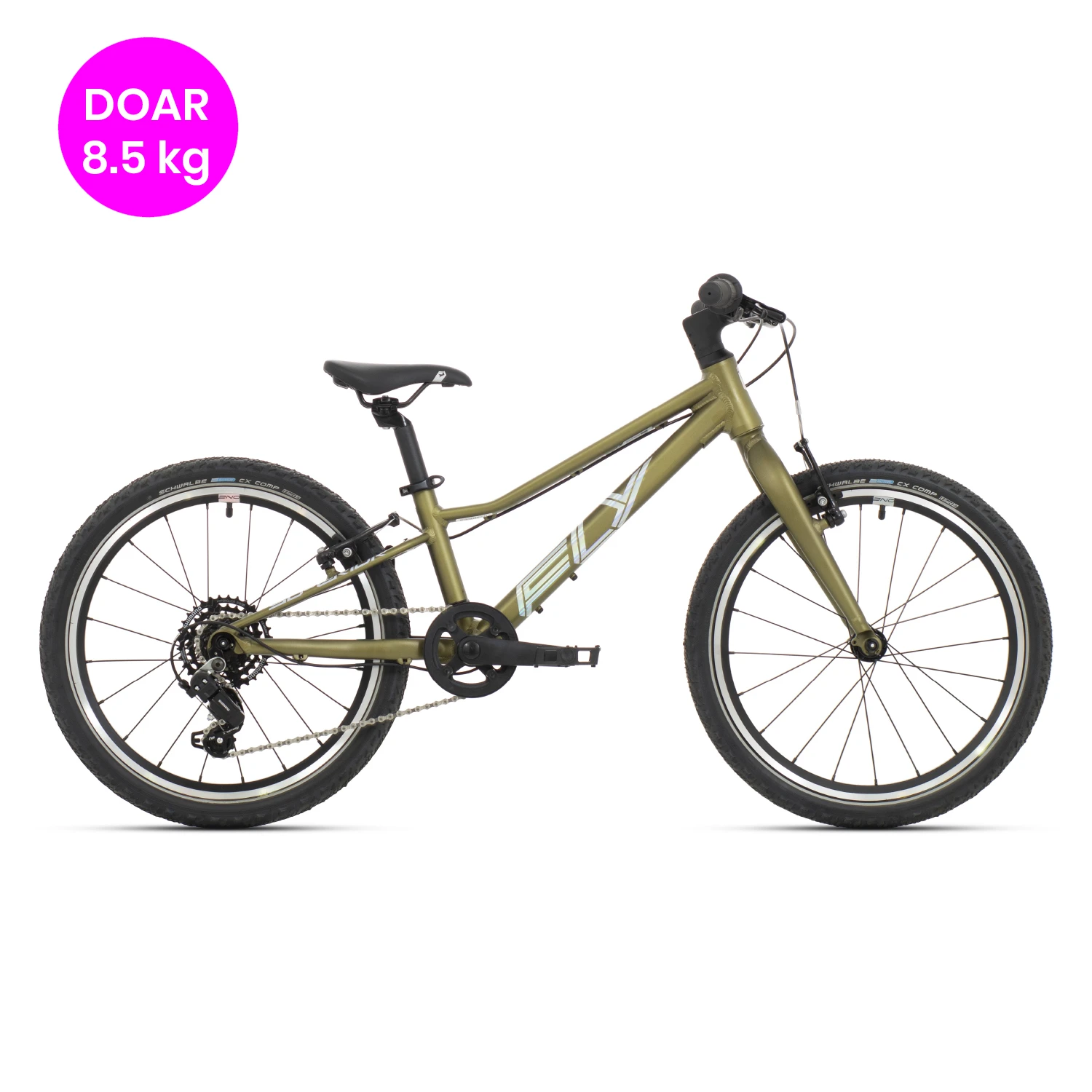 1. Bicicleta Superior FLY 20 VB Matte Olive Metallic/Hologram Chrome