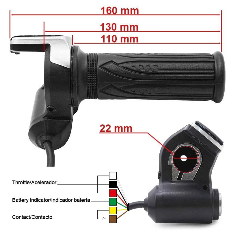 2. Maneta acceleratie pentru trotinete cu indicator 48V, cheie si conector SM