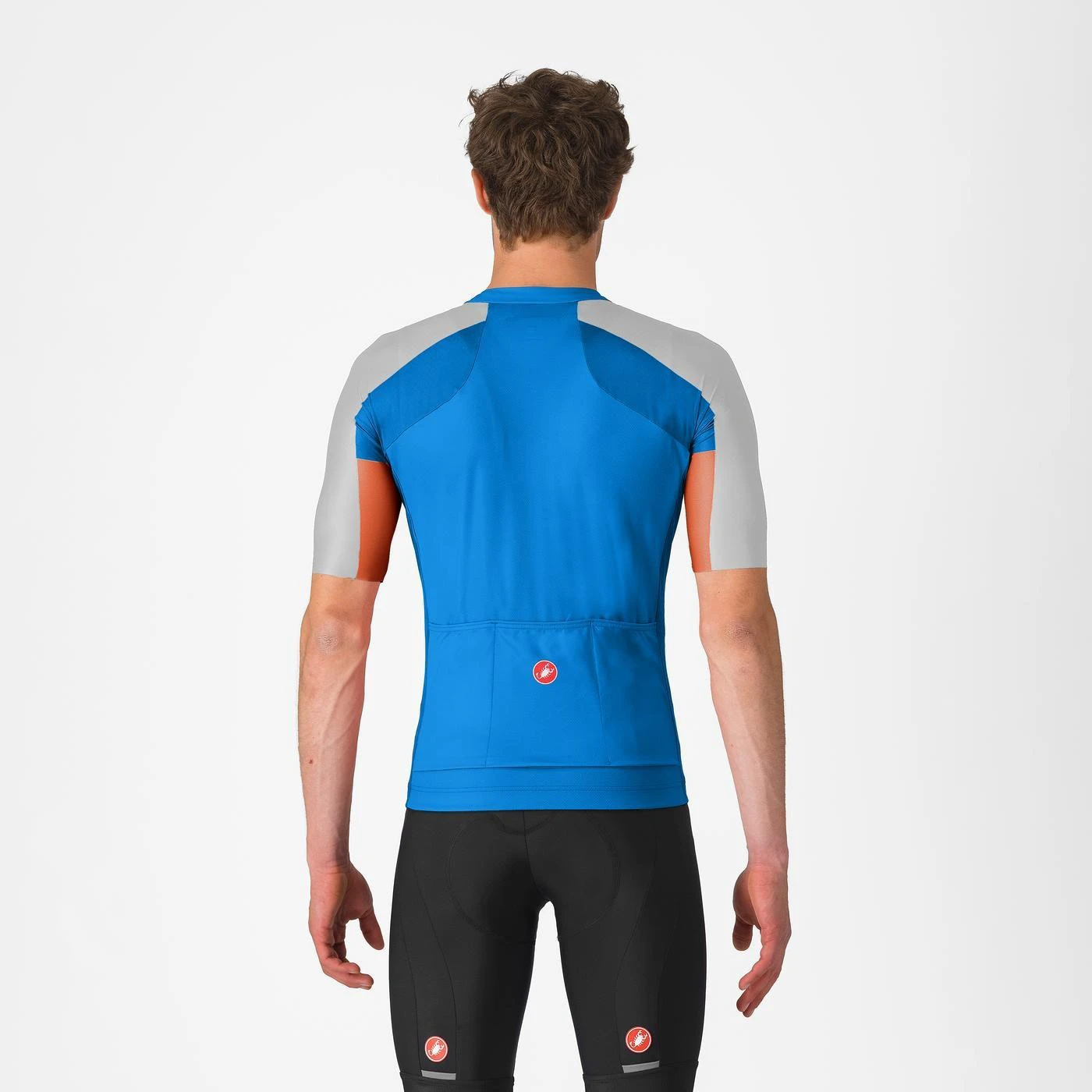 2. Tricou cu maneca scurta Castelli Entrata 6, pentru barbati, albastru Italia/gri argintiu-maro mocha, M