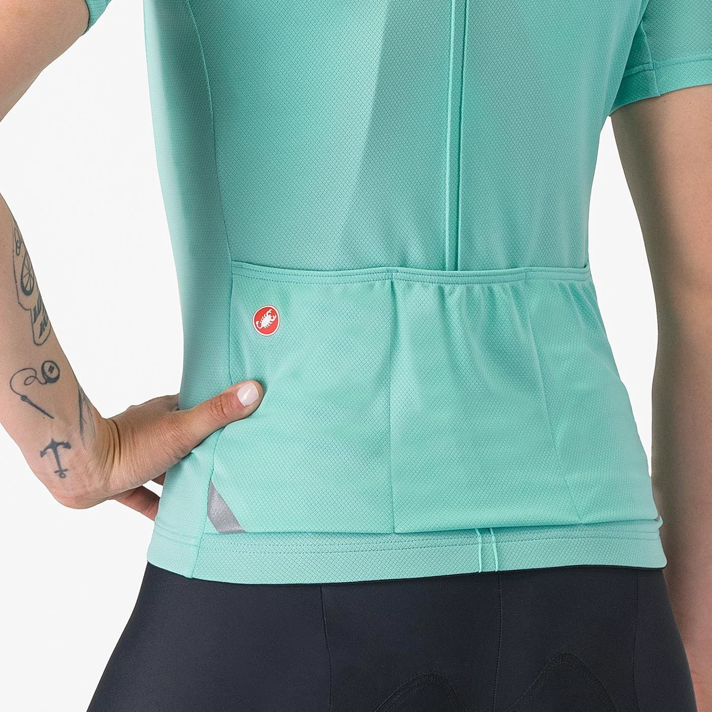 6. Tricou cu maneca scurta Castelli Anima 4, pentru femei, albastru piscina, L