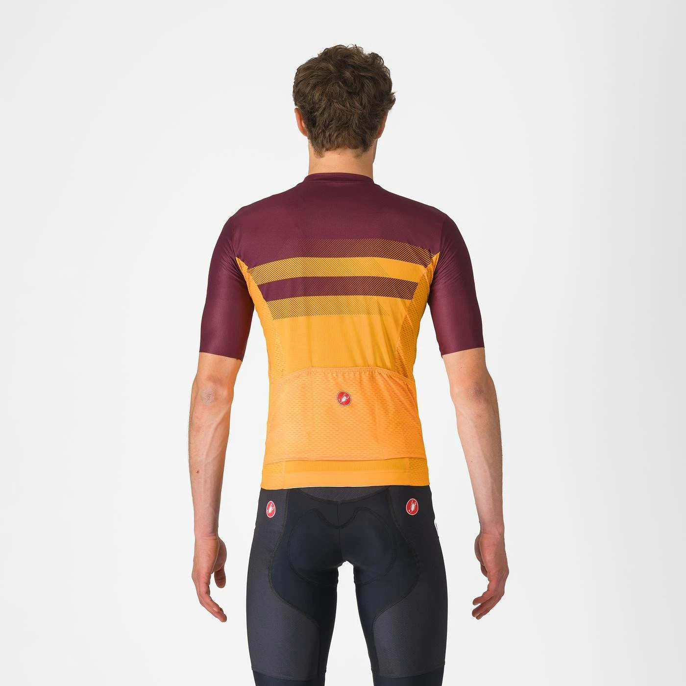 5. Tricou cu maneca scurta Castelli Simbolo, pentru barbati, portocaliu aprins/visiniu inchis, L