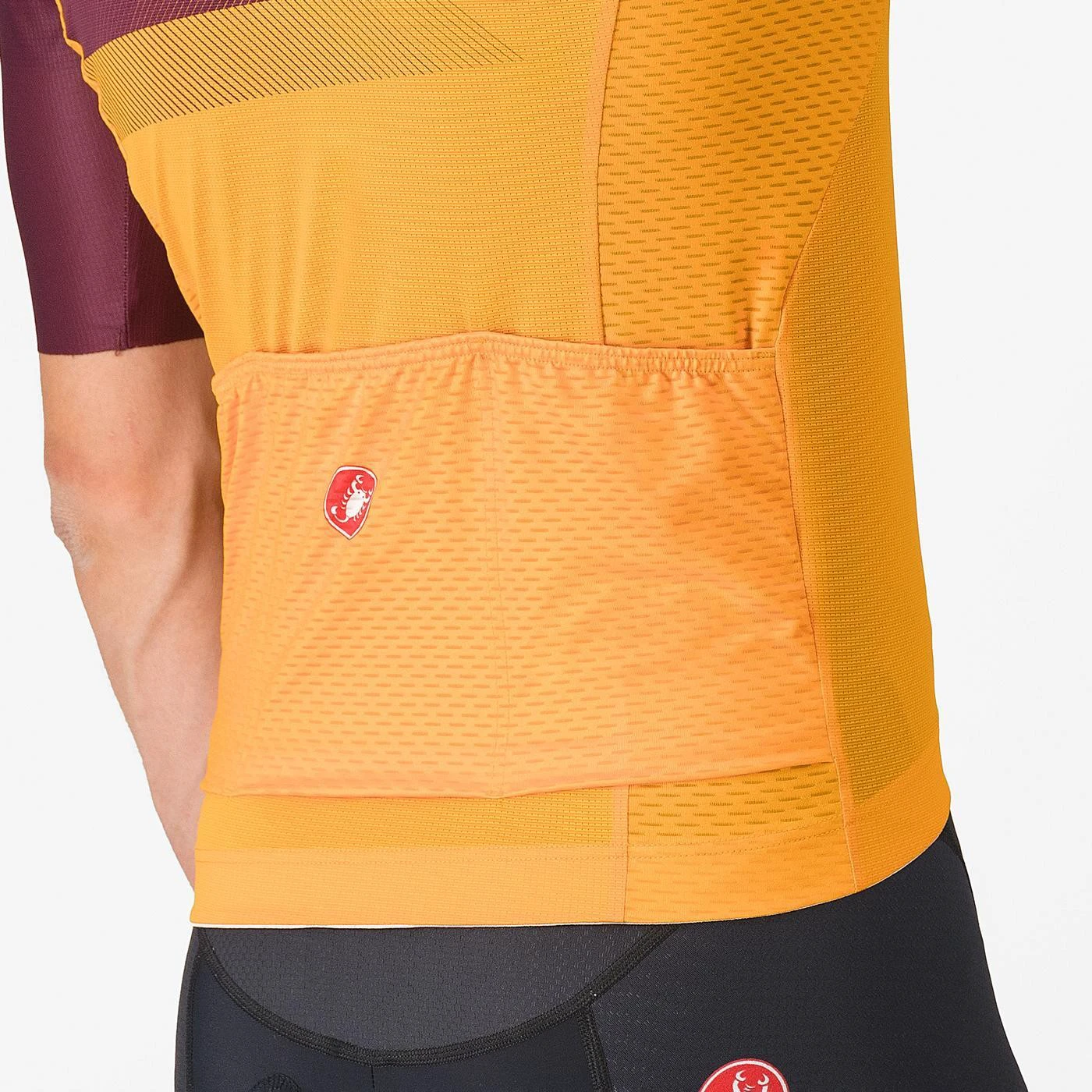 6. Tricou cu maneca scurta Castelli Simbolo, pentru barbati, portocaliu aprins/visiniu inchis, XL