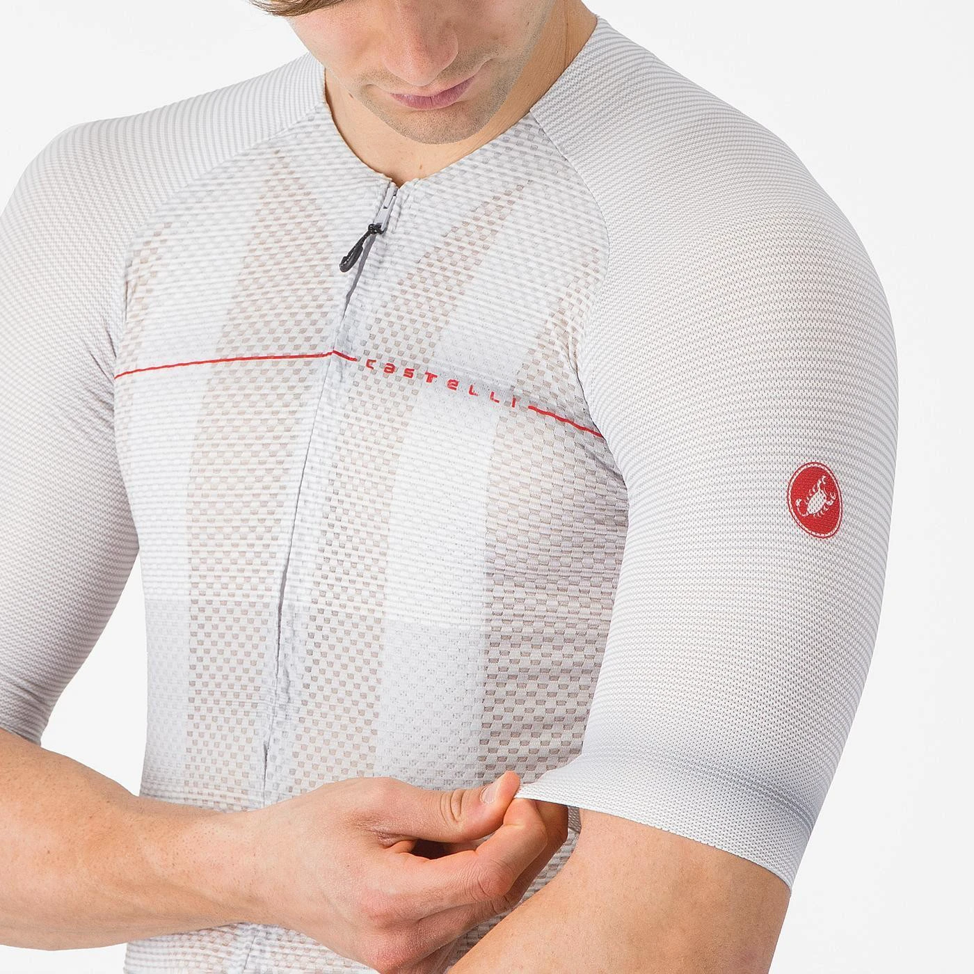 5. Tricou cu maneca scurta Castelli Climbers A/C, pentru barbati, gri argintiu/rosu, XXL