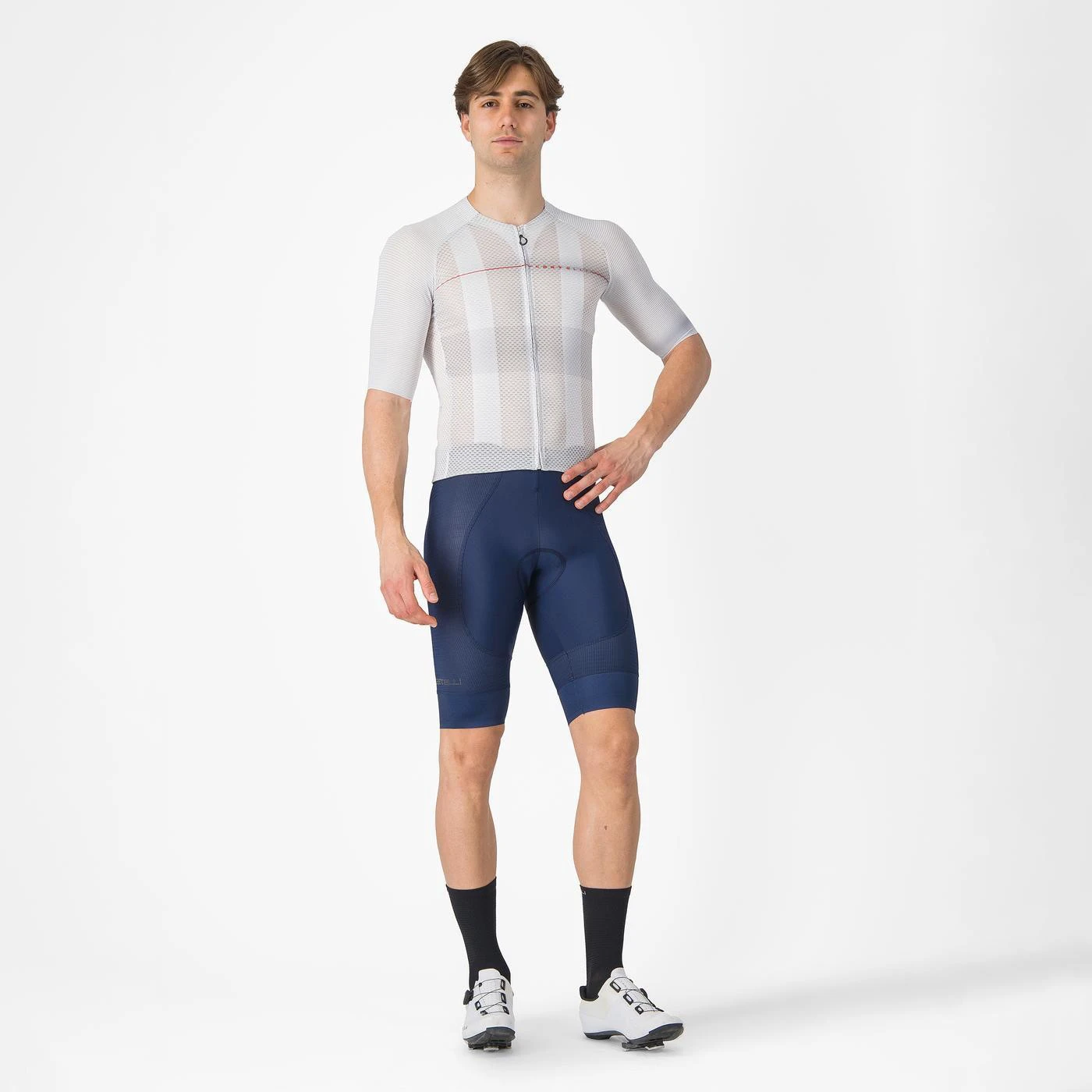 6. Tricou cu maneca scurta Castelli Climbers A/C, pentru barbati, gri argintiu/rosu, XXL