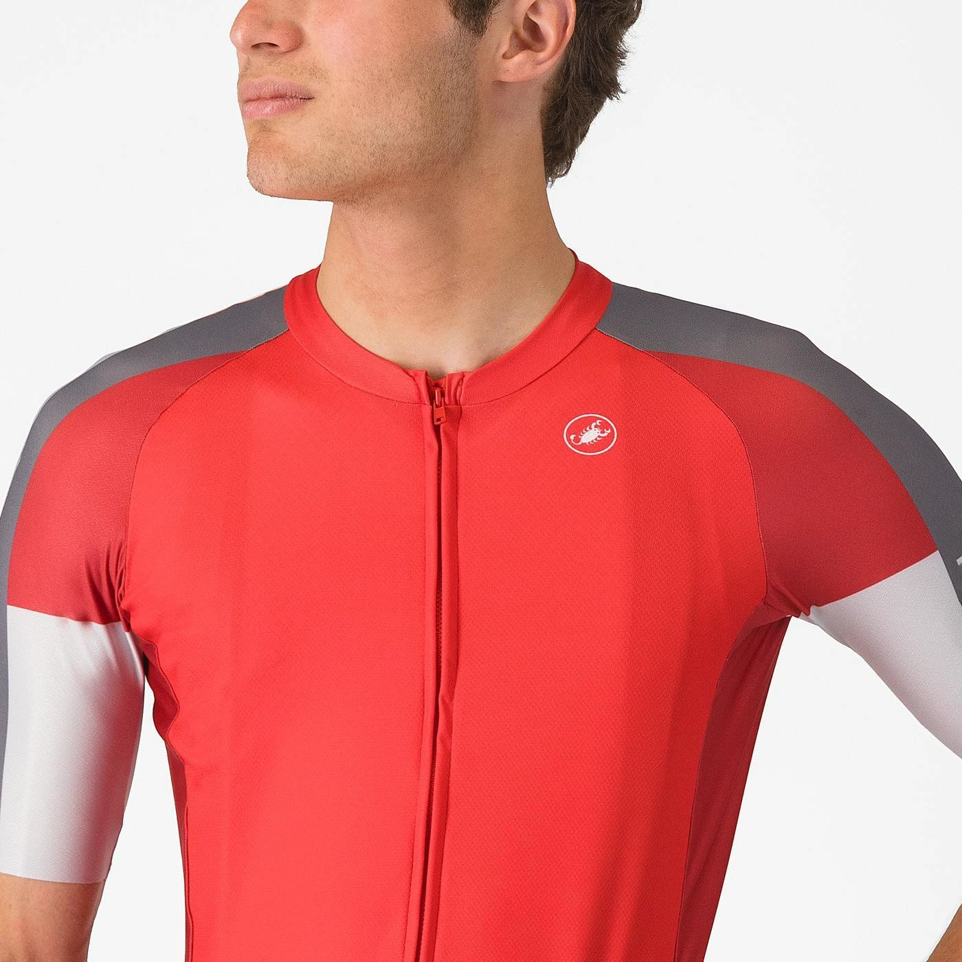 3. Tricou cu maneca scurta Castelli Entrata 6, pentru barbati, rosu/gri fumuriu-gri argintiu, S