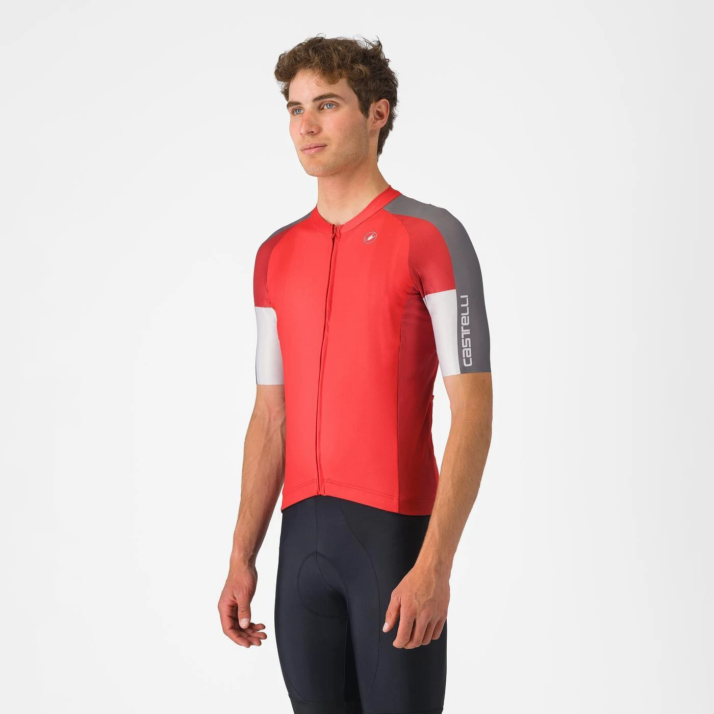 1. Tricou cu maneca scurta Castelli Entrata 6, pentru barbati, rosu/gri fumuriu-gri argintiu, L