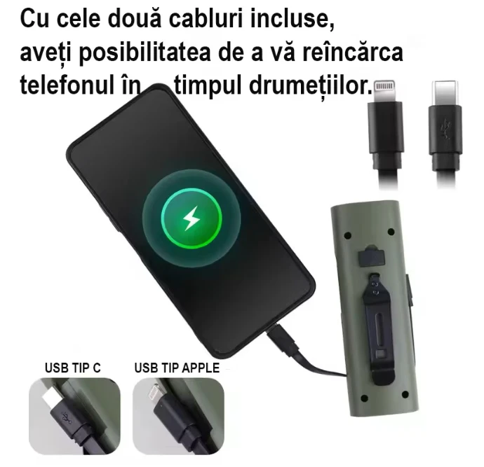 6. Far reincarcabil Fivestars Power Light PBL-6400, powerbank 6400 mAh, USB Type-C, negru