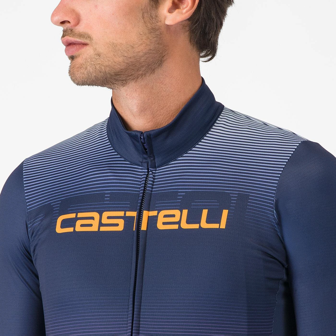 5. Tricou cu maneca lunga Castelli Apice Thermal Albastru Belgian/Portocaliu L