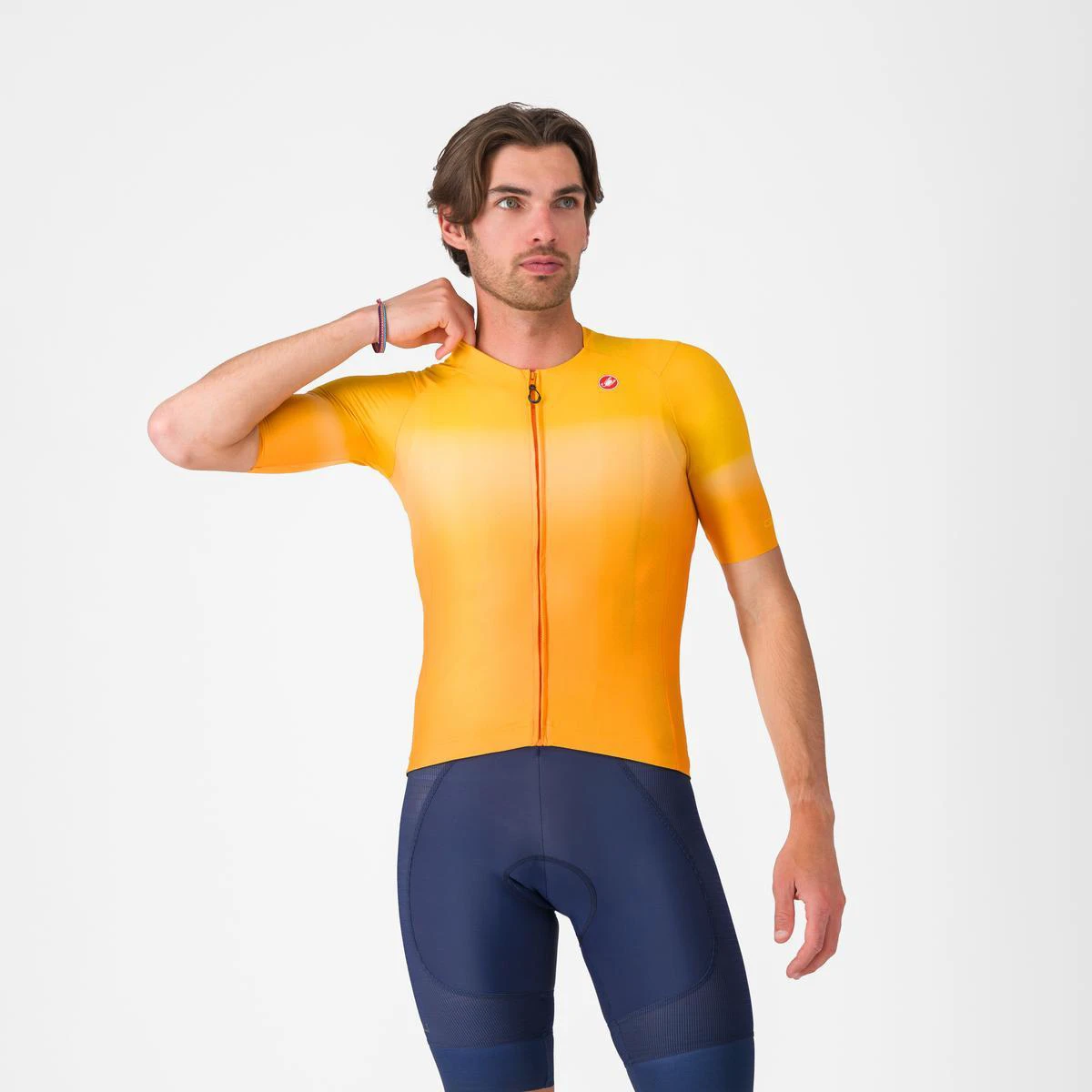 1. Tricou cu maneca scurta Castelli UPF, pentru barbati, portocaliu aprins, L