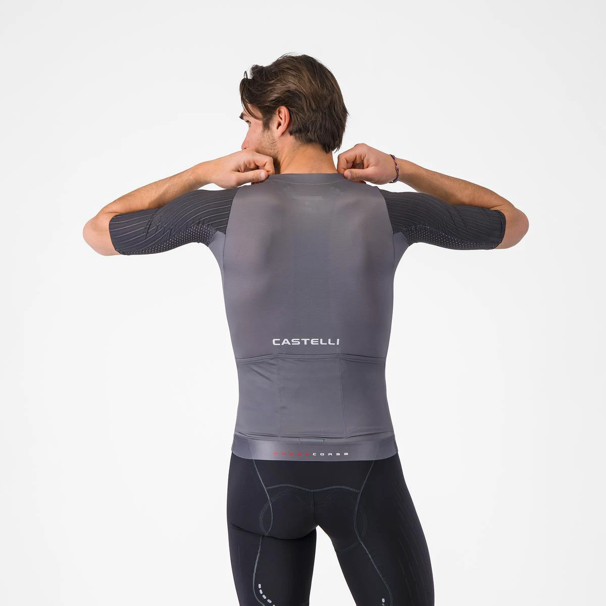 3. Tricou cu maneca scurta Castelli Aero Race 8s, pentru barbati, gri inchis XL