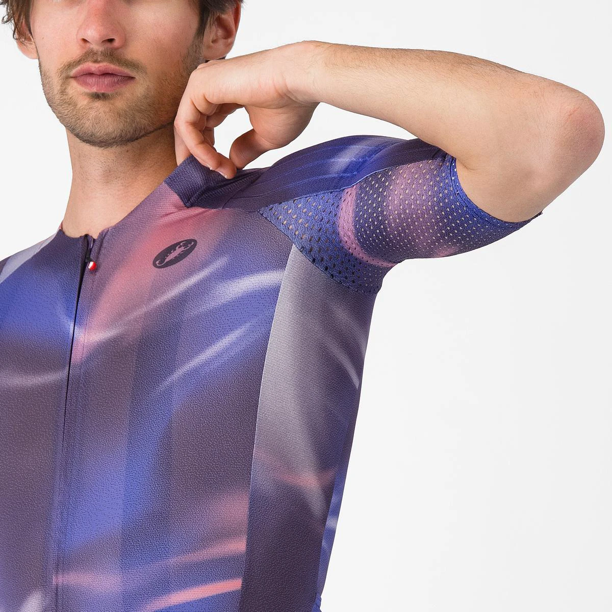 7. Tricou cu maneca scurta Castelli Aero Race 8s, pentru barbati, rosa giro/night shade M
