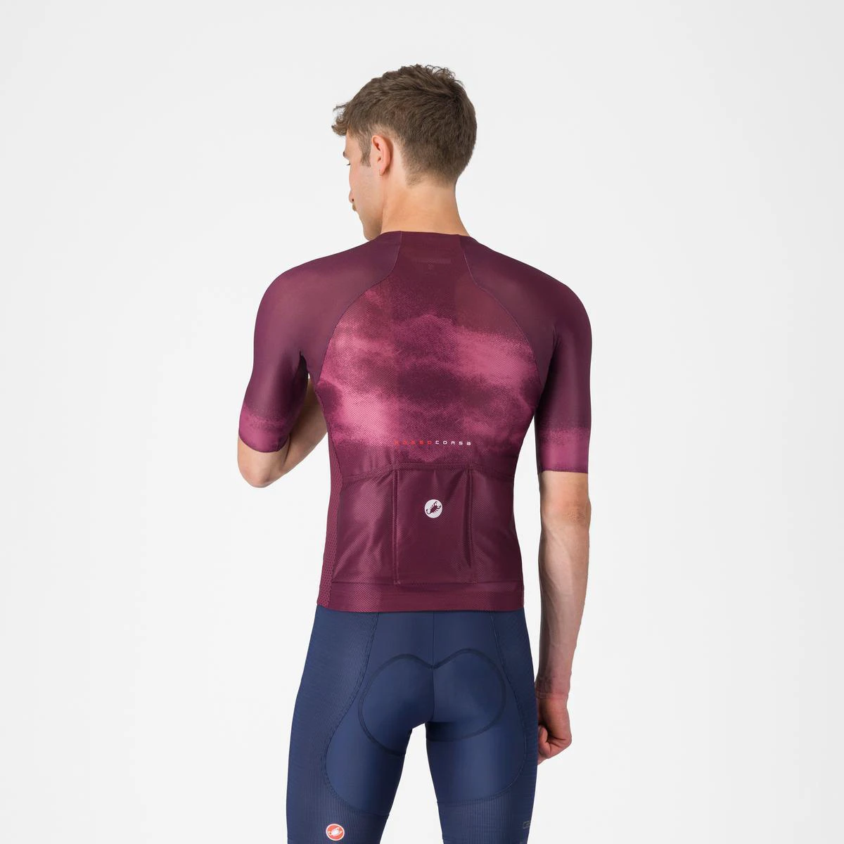 2. Tricou cu maneca scurta Castelli Climbers A/C, pentru barbati, alb/bordo XXL
