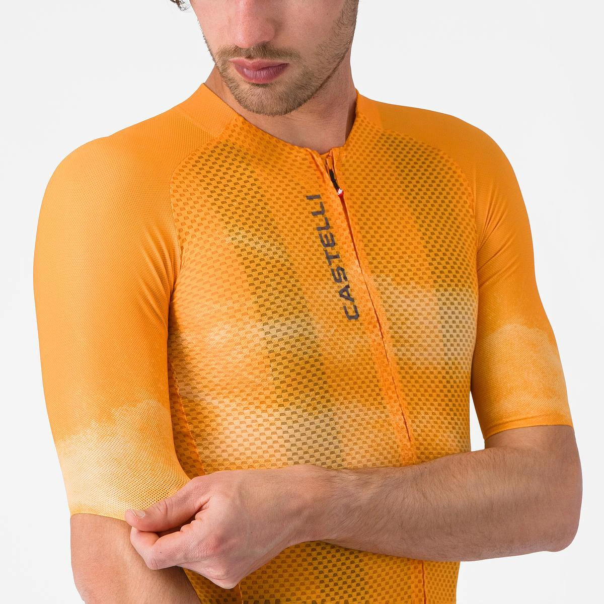 5. Tricou cu maneca scurta Castelli Climbers A/C, pentru barbati, portocaliu/gri L