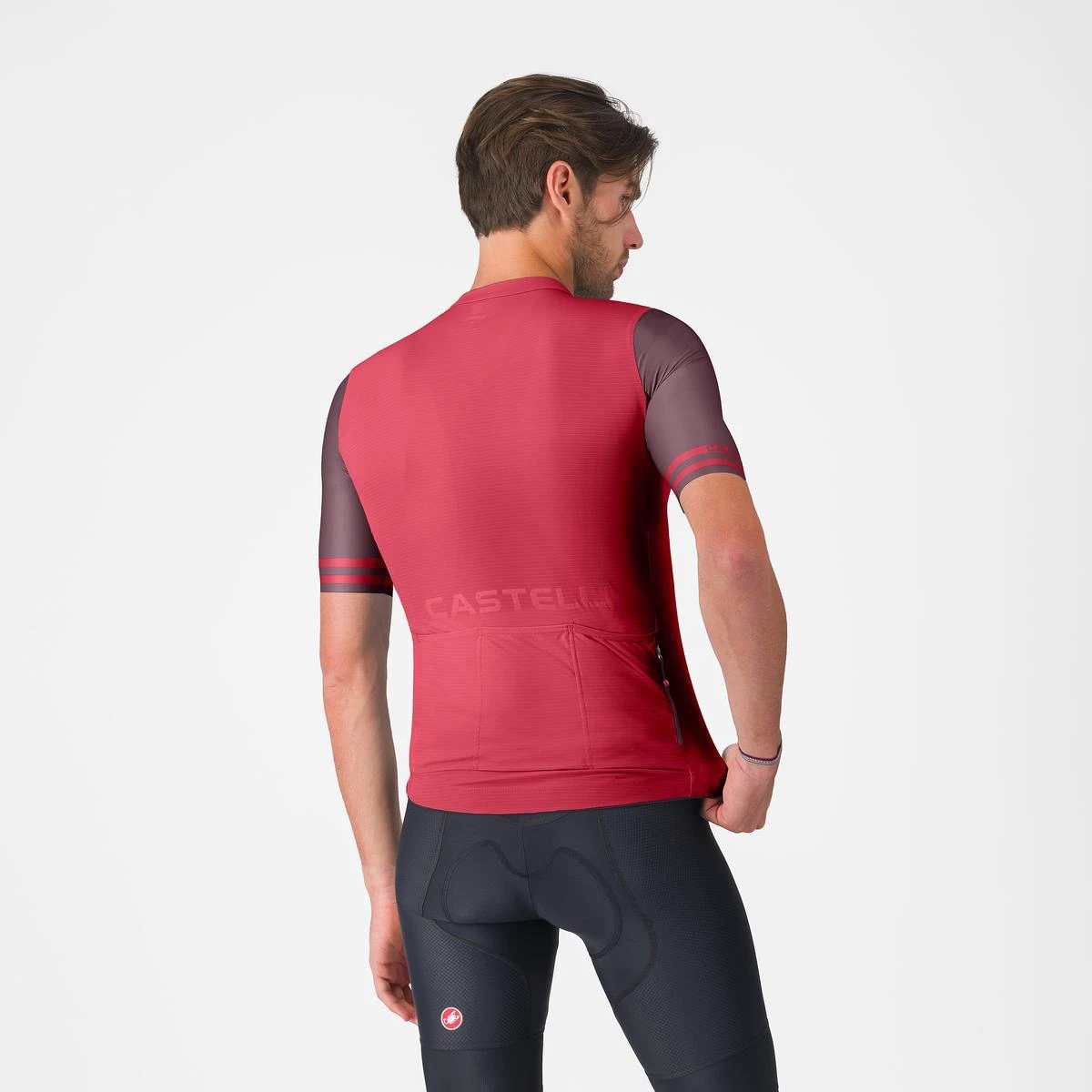 2. Tricou cu maneca scurta Castelli Prologo Lite 2, pentru barbati, rosu/bordo sky L