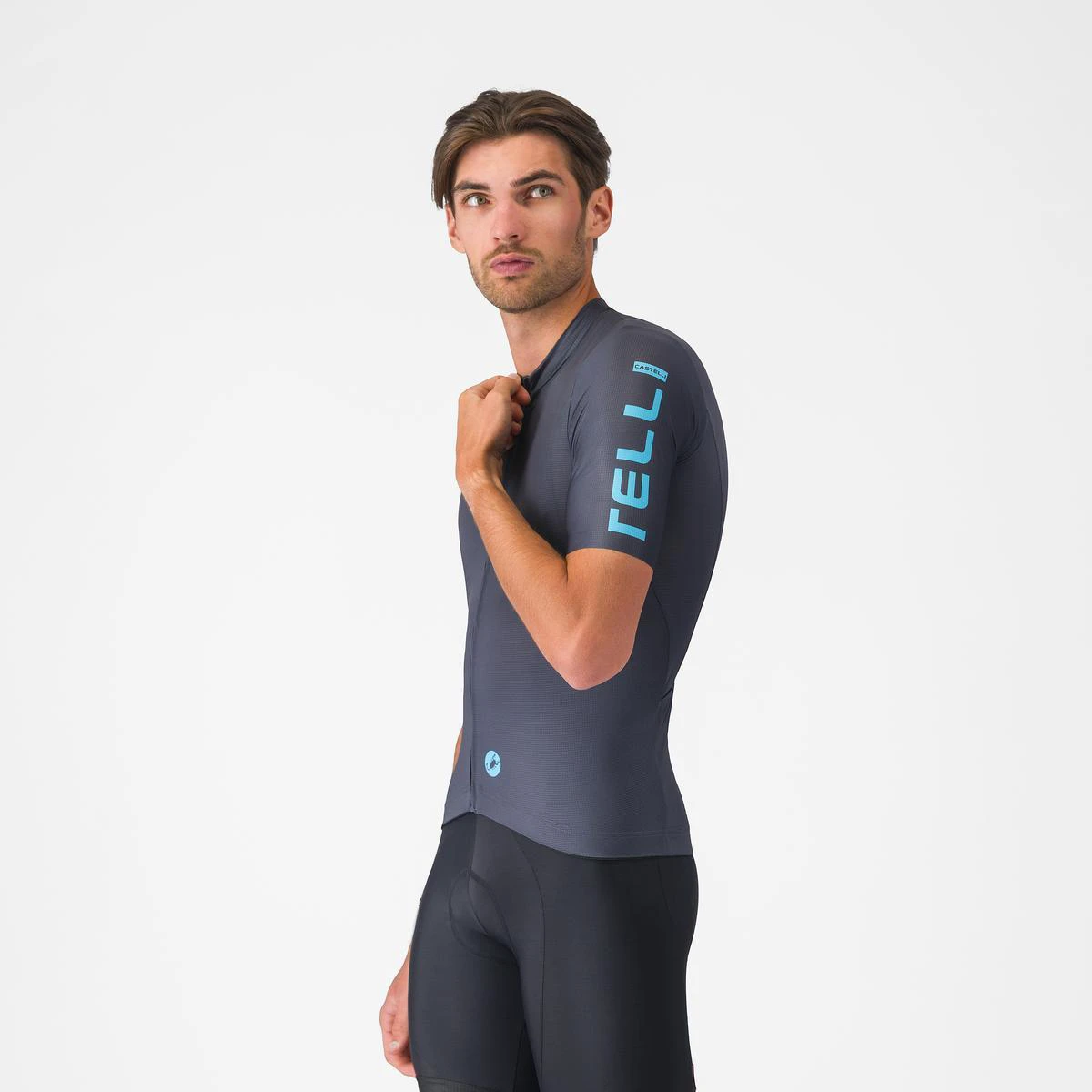 1. Tricou cu maneca scurta Castelli Entrata Apex, pentru barbati, albastru neon/albastru inchis S