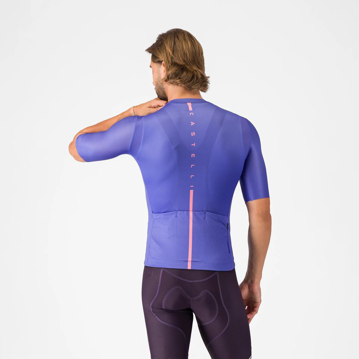 2. Tricou cu maneca scurta Castelli Drittone Logo, pentru barbati, violet/roz giro XL