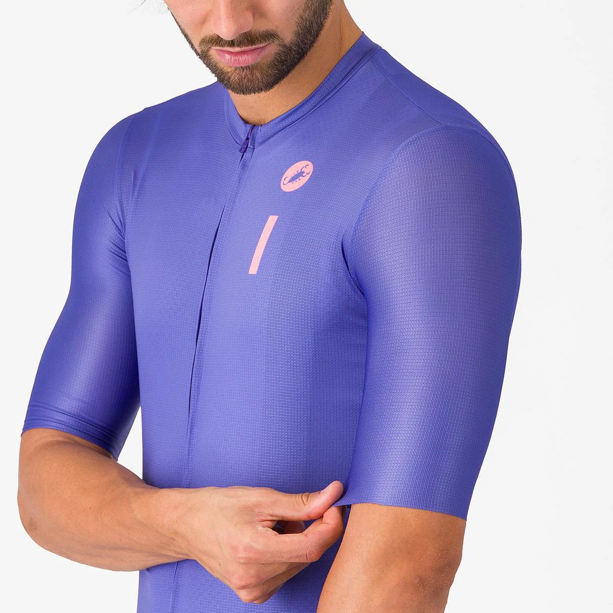 7. Tricou cu maneca scurta Castelli Drittone Logo, pentru barbati, violet/roz giro XL