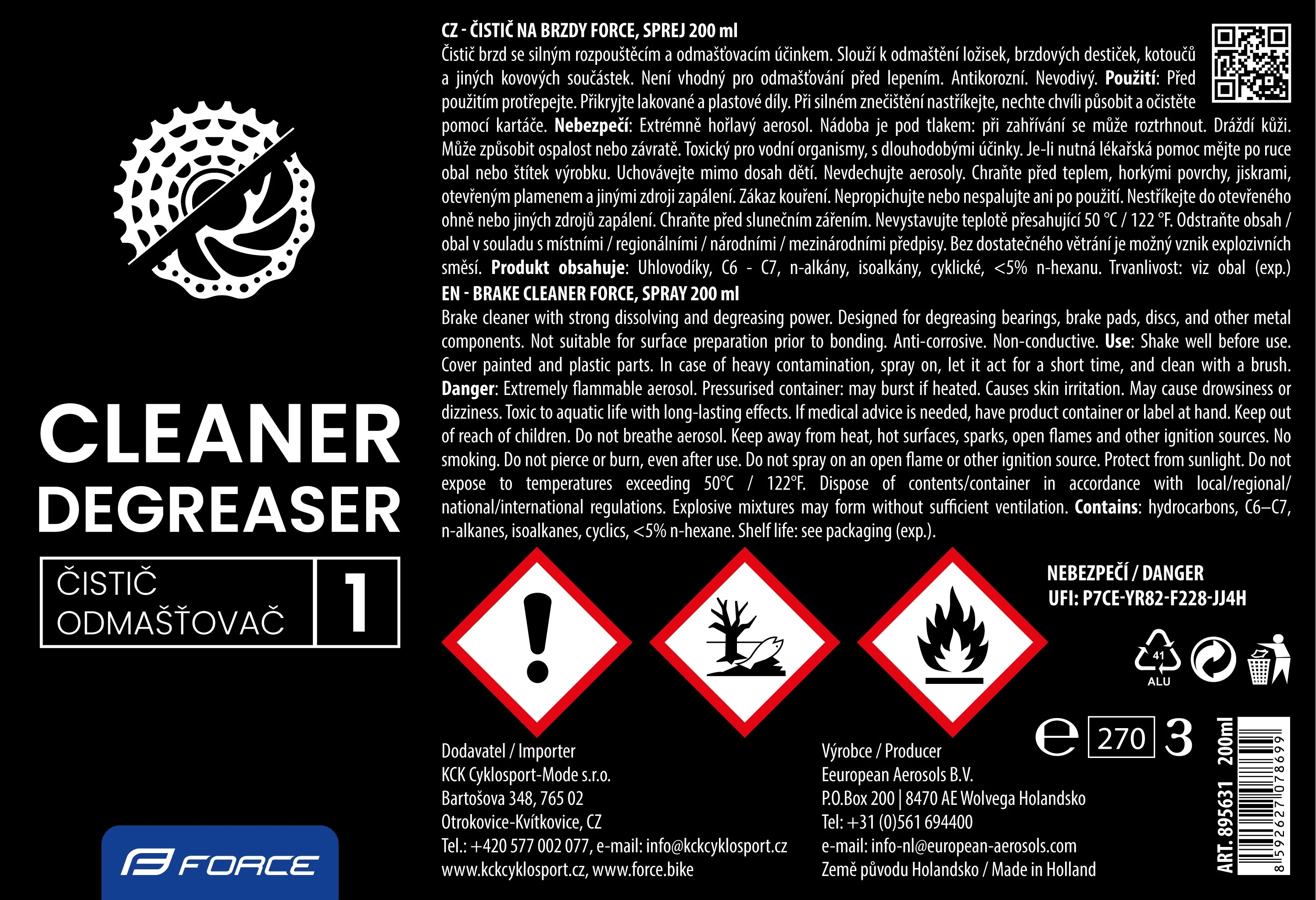 2. Spray Force degresant pentru frane 200 ml