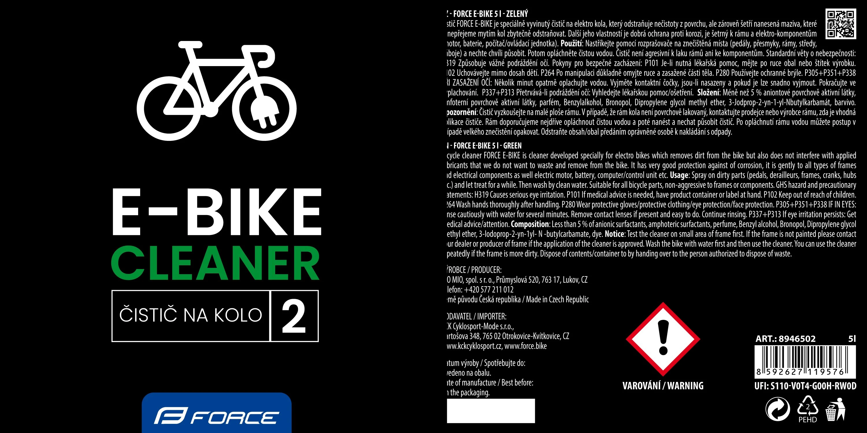 2. Solutie curatare Force E-Bike 5L verde