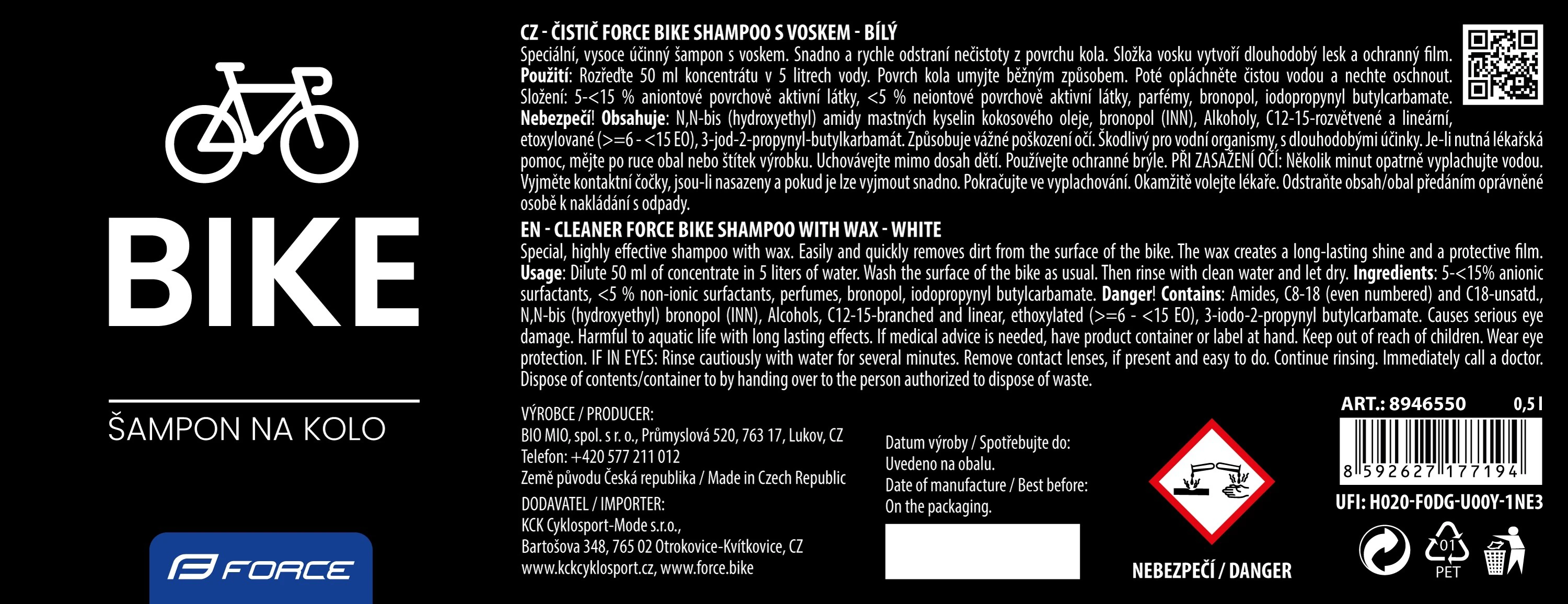2. Solutie curatare Force Bike Shampoo 0.5l cu ceara