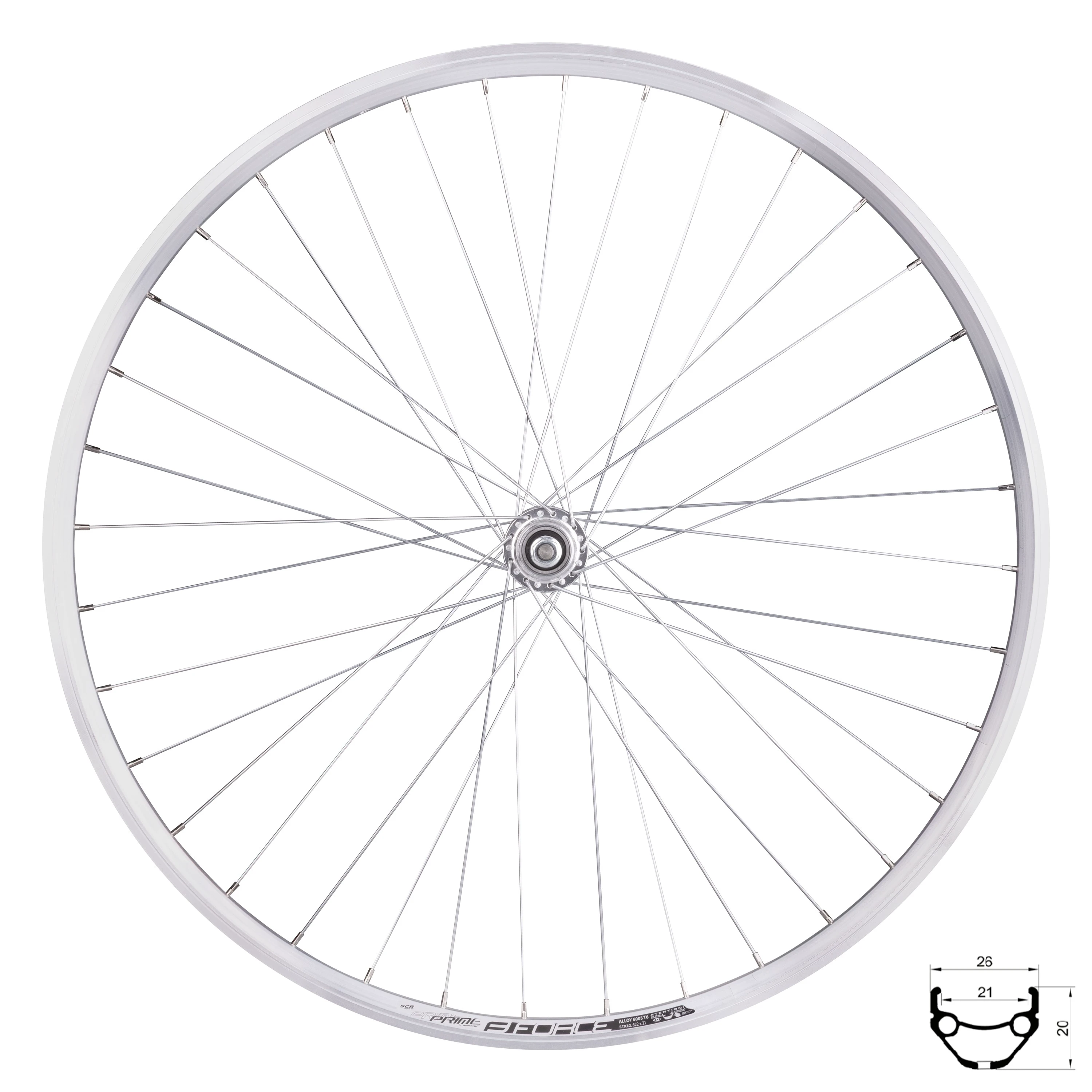 1. Roata spate Force Prime 28 622x21 Argintie 36h