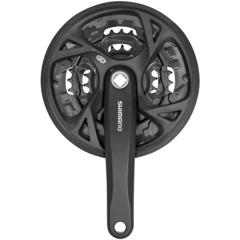 1. Angrenaj pedalier Shimano Acera FC-M371-L, 3x9 viteze, ax Patrat, cu aparatoare lant, brate 170mm, Negru, 44x32x22T