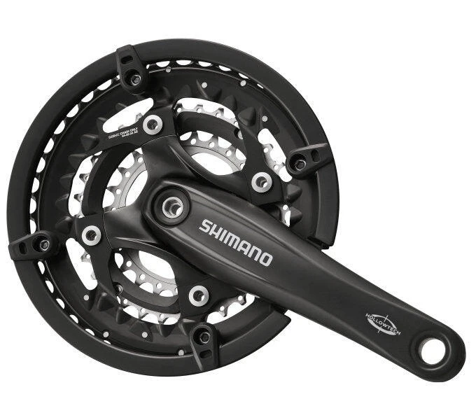 1. Angrenaj pedalier Shimano Deore FC-T521-S, 3x10 viteze, ax Octalink, cu aparatoare lant, brate 175mm, Argintiu, 44x32x24T