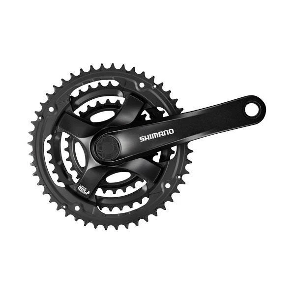 1. Angrenaj pedalier Shimano Tourney TY FC-TY501, 3x6/7/8 viteze, ax Patrat, fara aparatoare lant, brate 170mm, Negru, 48x38x28T