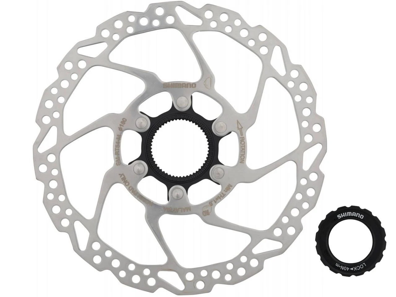 1. Disc frana Shimano SM-RT54, 180mm, piulita Center Lock caneluri externe, doar pentru placute Resin
