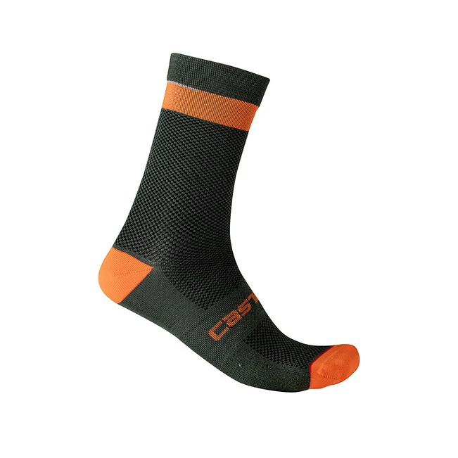 1. Sosete Castelli Alpha 18, Kaki/Portocaliu, S/M, 36-39