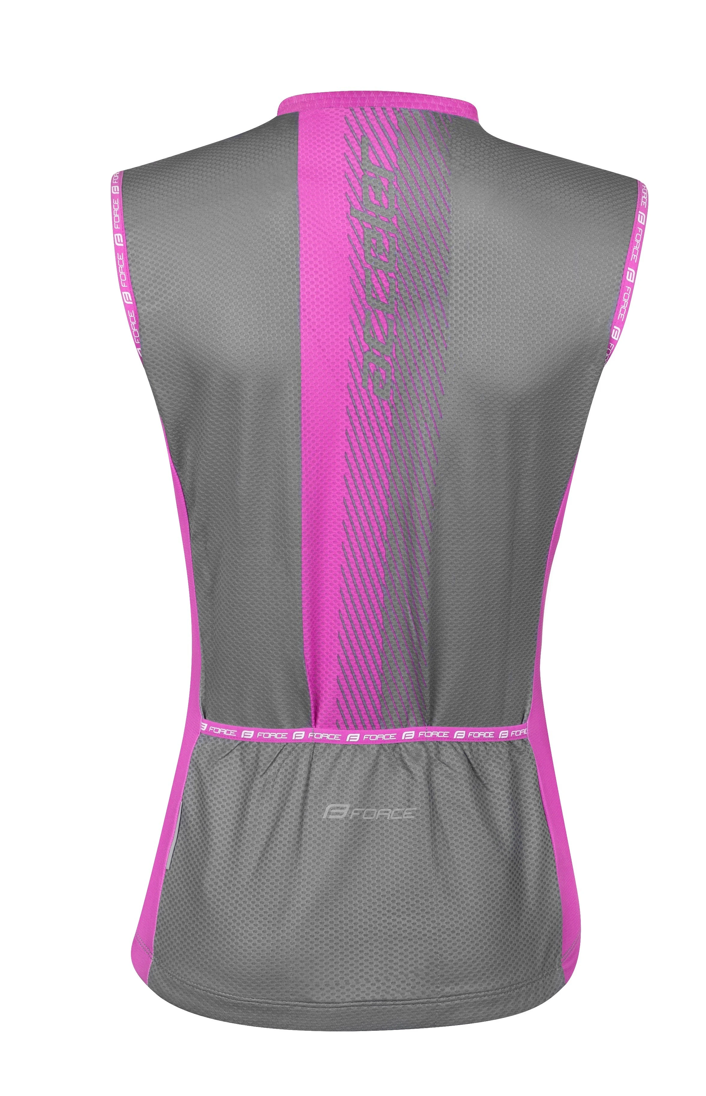 1. Tricou ciclism fara maneci Force F Acceler, gri/roz, L
