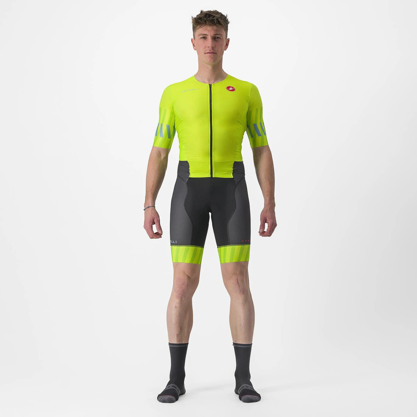 1. Costum de triatlon cu maneca scurta Castelli Free Sanremo SS, Galben Fluo/Negru, XXL