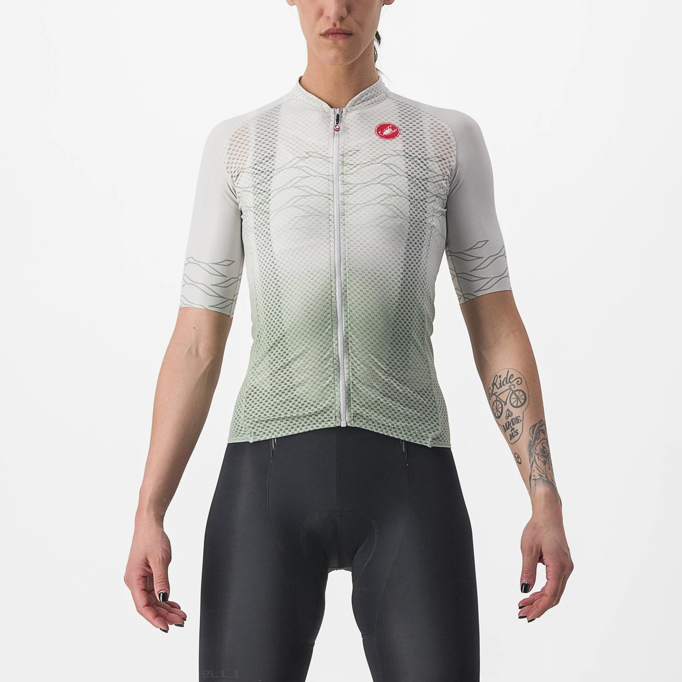 1. Tricou cu maneca scurta Castelli Climbers 2.0 W, de dama, Alb/Vernil, L