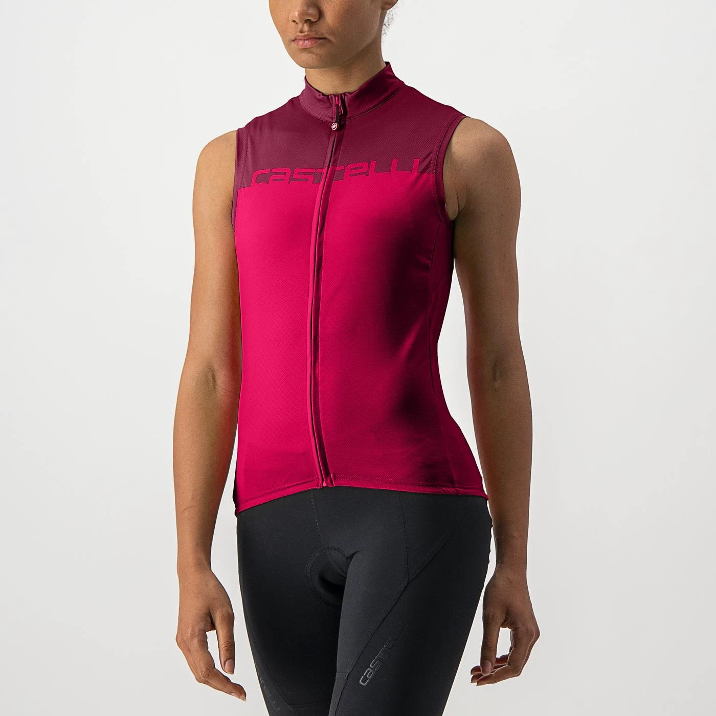 1. Tricou fara maneci Castelli Velocissima SL, de dama, Rosu/Visiniu, S
