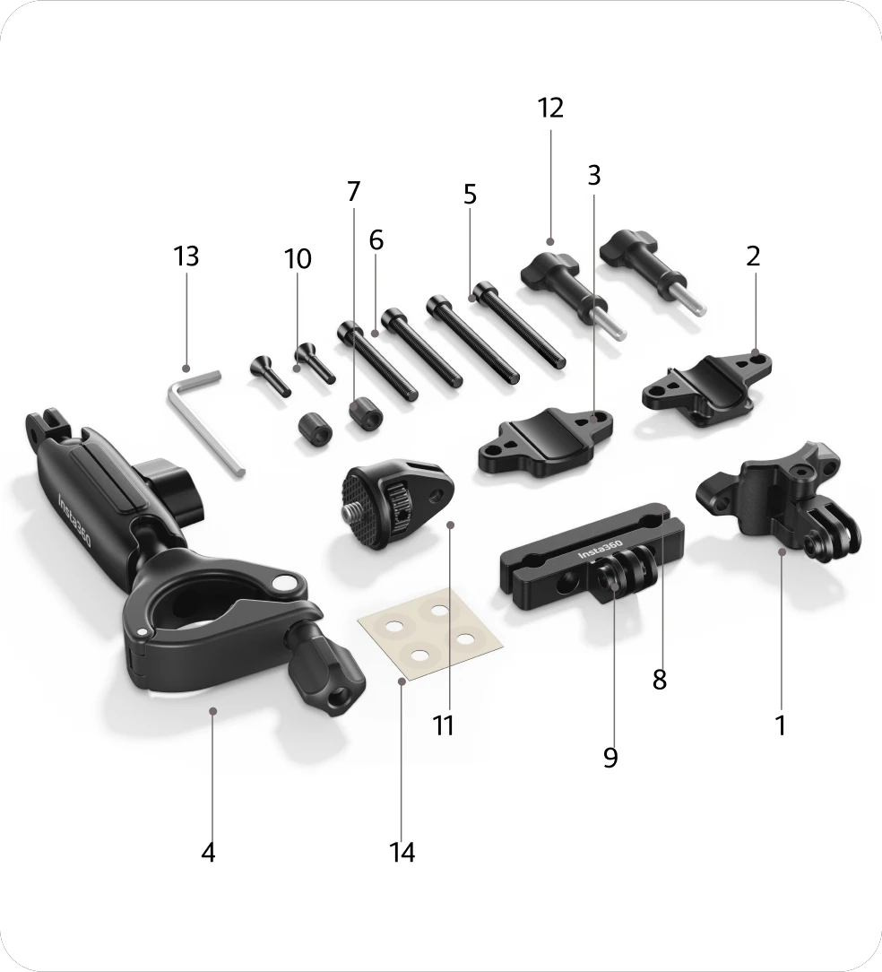 Conținut pachet - Insta360 Bike Tail Mount Kit