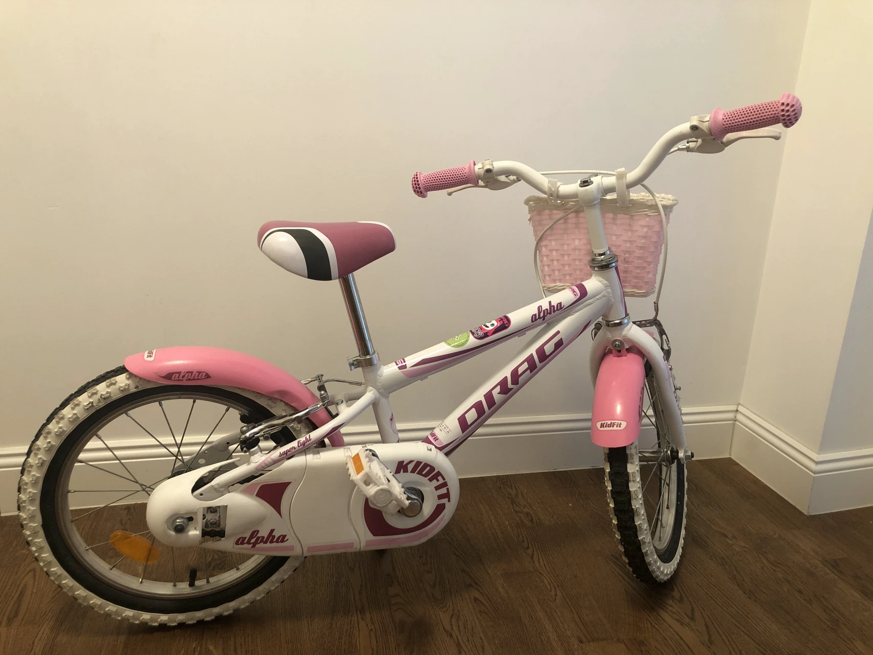 1. Bicicleta Copii Drag Alpha 18 Alb Roz 2017