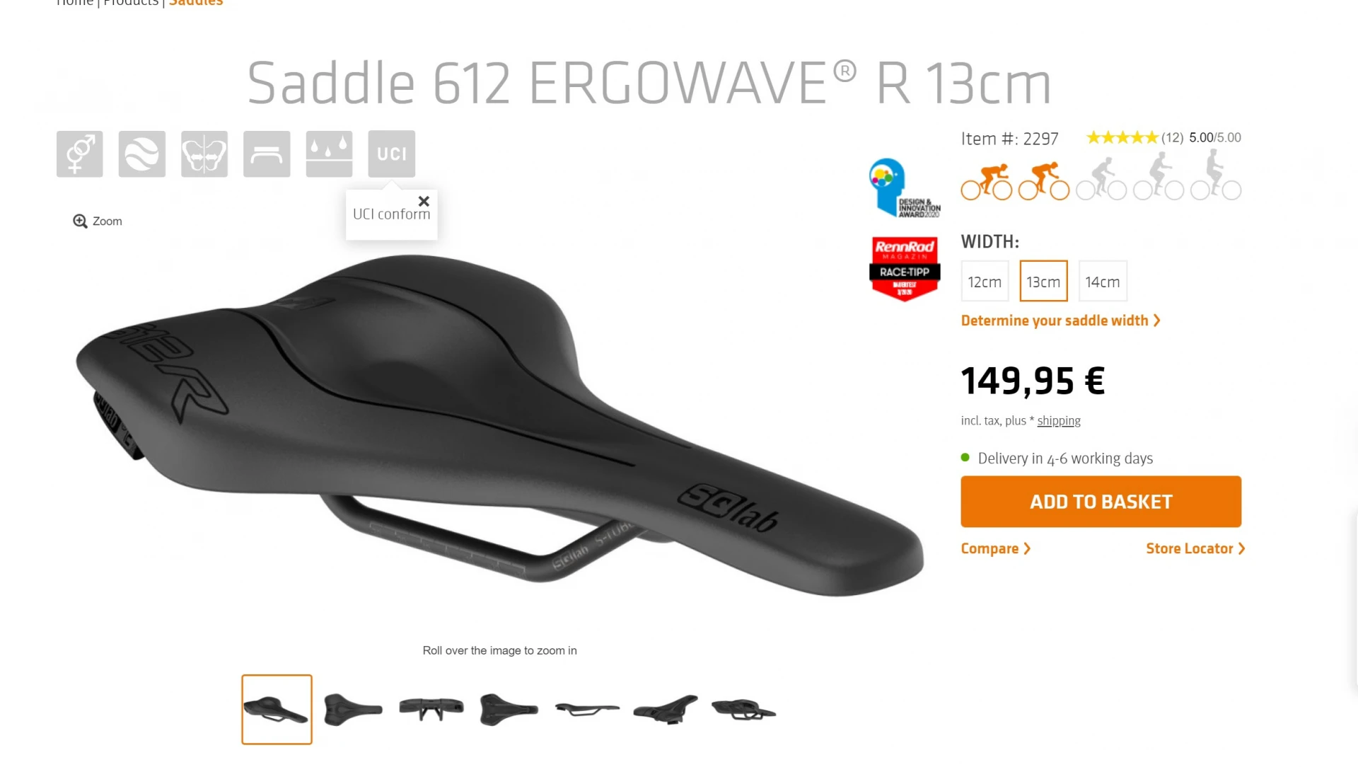 1. SA SQlab 612 Ergowave R Saddle 13cm - 155g
