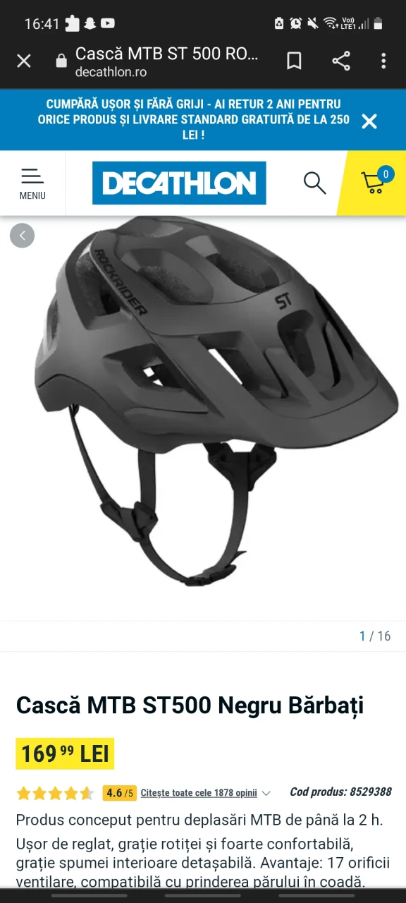 1. Bicicleta hardtail BrandX+ casca cadou