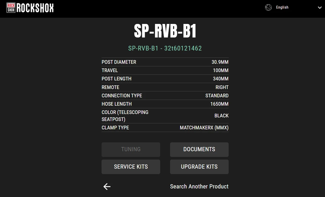 1. Rock Shox Reverb,B1, 100mm, 30.9