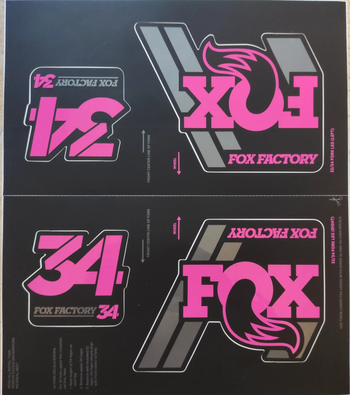 2. Fox sticker/decals furca 32/34 36/40 shock DPS/DPX2/Float X2/DHX2