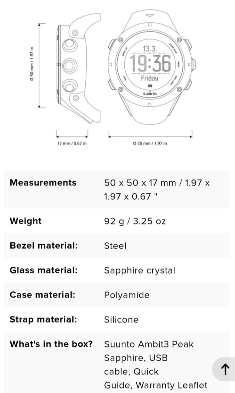 1. Ceas Suunto Ambit 3 Peak Sapphire HR