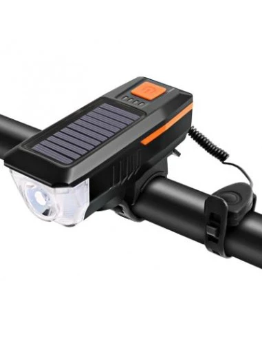 1. Far cu panou solar si claxon pentru bicicleta nou