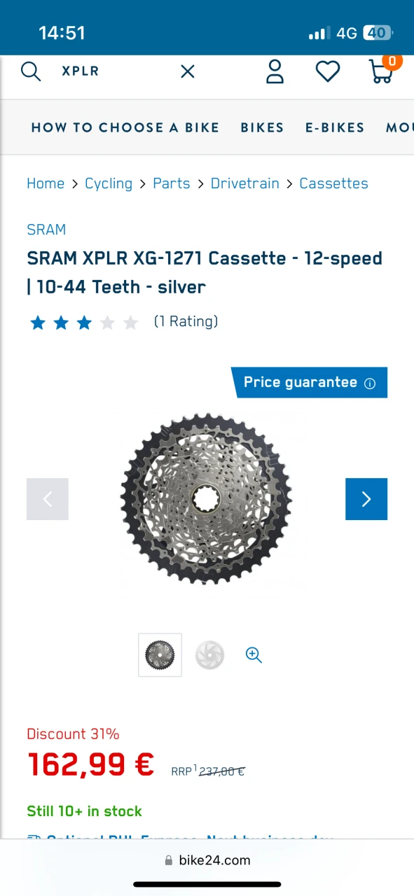 1. Pinion sram xplr 12s Nou